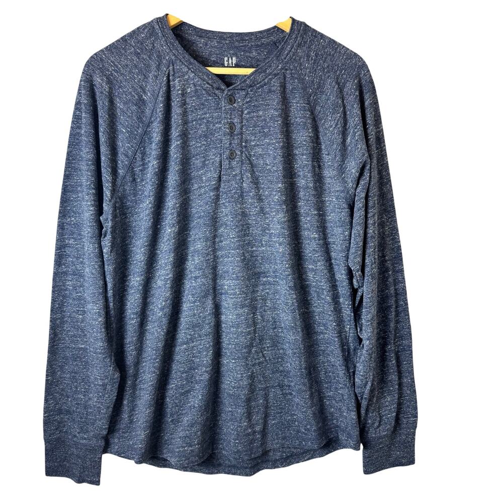 GAP Henley Shirt Mens Large Blue Long Sleeve Casual Streetwear Comfort